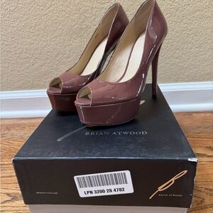 Brian Atwood Brown Stiletto Heels Peep Toe